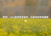 突发！COD16音效异常消失，玩家对战体验遭重创