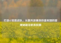 打造CF常胜战队，从散兵游勇到铁血军团的管理秘籍及职务权限