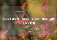 iPad玩王者荣耀，高帧率开启方法、体验、问题及优化指南