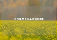 LOL 7.3版本上单英雄深度剖析