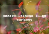 机场值机屏的PUBG不是游戏弹窗，是MAAS特殊旅客的隐秘暗号