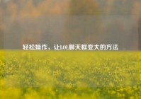 轻松操作，让LOL聊天框变大的方法