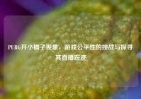 PUBG开小橘子现象，游戏公平性的挑战与探寻其直播踪迹
