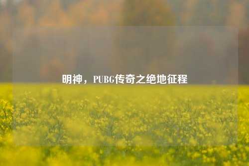 明神,PUBG传奇之绝地征程