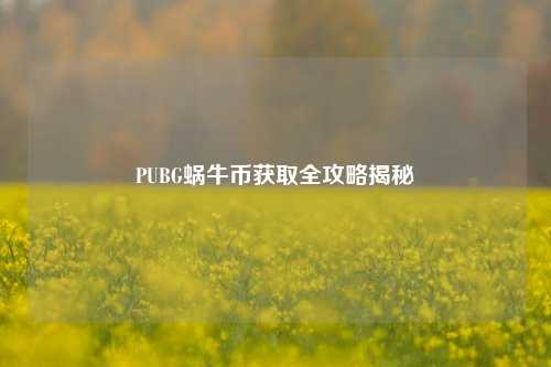 PUBG蜗牛币获取全攻略揭秘
