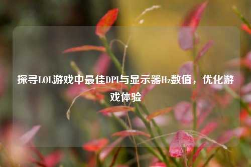 探寻LOL游戏中最佳DPI与显示器Hz数值，优化游戏体验