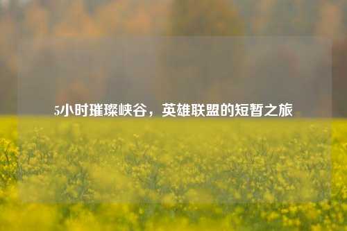 5小时璀璨峡谷，英雄联盟的短暂之旅
