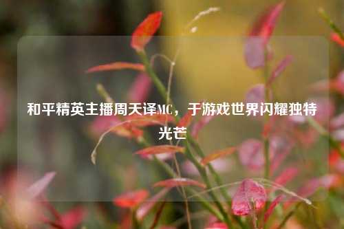 和平精英主播周天译MC，于游戏世界闪耀独特光芒