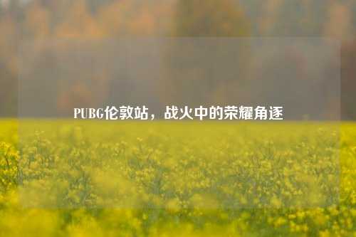 PUBG伦敦站，战火中的荣耀角逐