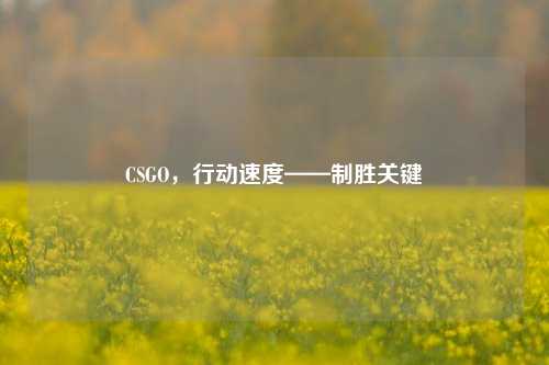 CSGO,行动速度——制胜关键
