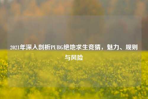 2021年深入剖析PUBG绝地求生竞猜，魅力、规则与风险