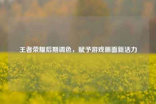 王者荣耀后期调色，赋予游戏画面新活力
