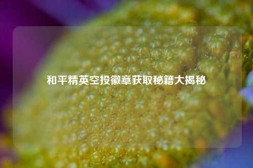 和平精英空投徽章获取秘籍大揭秘