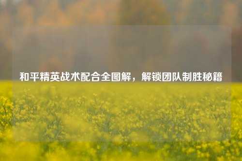 和平精英战术配合全图解,解锁团队制胜秘籍