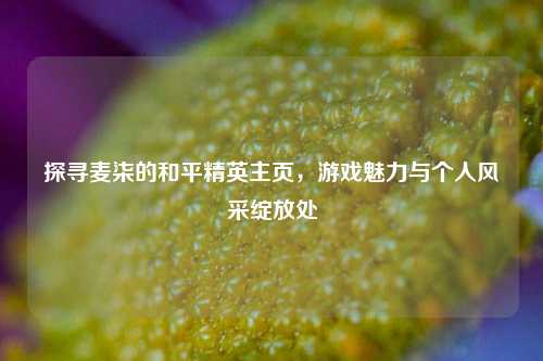 探寻麦柒的和平精英主页，游戏魅力与个人风采绽放处