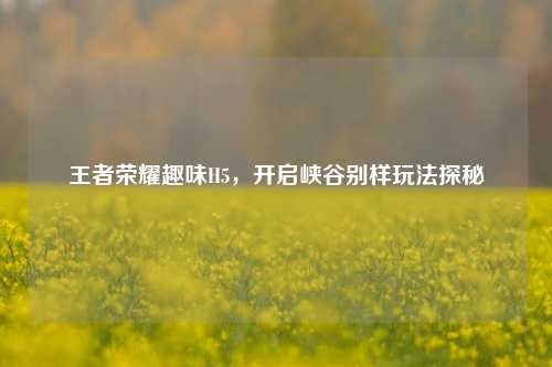 王者荣耀趣味H5,开启峡谷别样玩法探秘