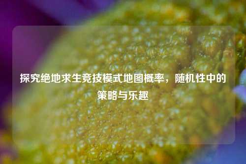 探究绝地求生竞技模式地图概率,随机性中的策略与乐趣
