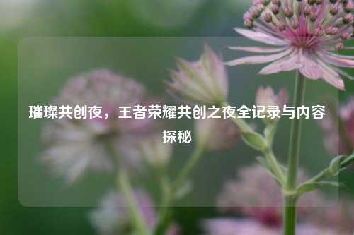 璀璨共创夜，王者荣耀共创之夜全记录与内容探秘