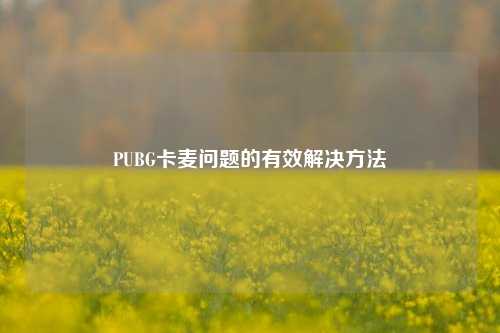 PUBG卡麦问题的有效解决方法