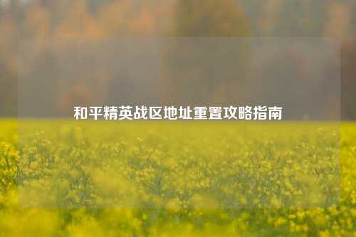 和平精英战区地址重置攻略指南