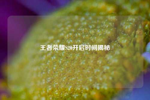 王者荣耀S20开启时间揭秘