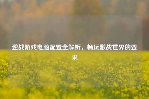 逆战游戏电脑配置全解析，畅玩激战世界的要求