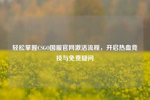 轻松掌握CSGO国服官网激活流程,开启热血竞技与免费疑问
