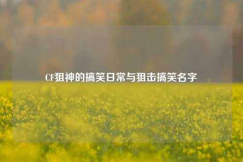 CF狙神的搞笑日常与狙击搞笑名字