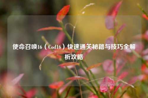 使命召唤16(Cod16)快速通关秘籍与技巧全解析攻略