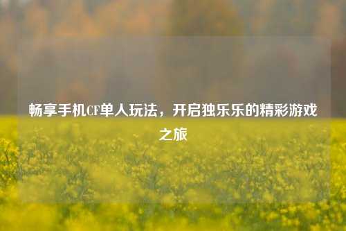 畅享手机CF单人玩法,开启独乐乐的精彩游戏之旅