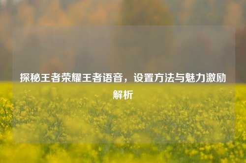 探秘王者荣耀王者语音,设置方法与魅力激励解析