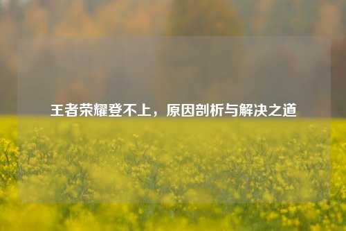 王者荣耀登不上,原因剖析与解决之道
