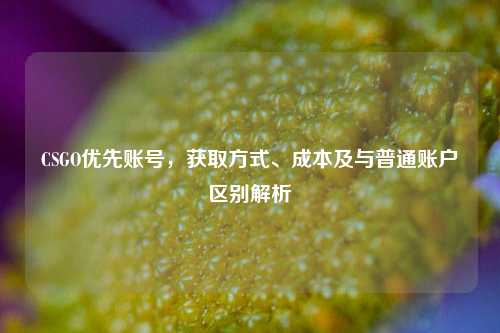 CSGO优先账号，获取方式、成本及与普通账户区别解析