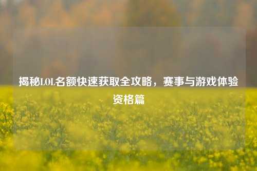 揭秘LOL名额快速获取全攻略,赛事与游戏体验资格篇