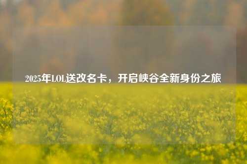 2025年LOL送改名卡，开启峡谷全新身份之旅