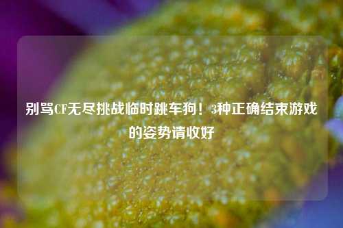 别骂CF无尽挑战临时跳车狗！3种正确结束游戏的姿势请收好