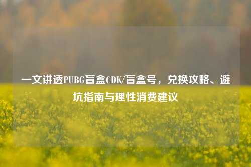 一文讲透PUBG盲盒CDK/盲盒号，兑换攻略、避坑指南与理性消费建议