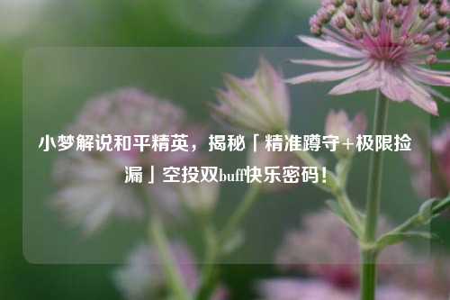 小梦解说和平精英,揭秘「精准蹲守+极限捡漏」空投双buff快乐密码!