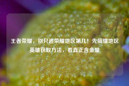 王者荣耀,别只追荣耀地区第几!先搞懂地区英雄获取方法,看真正含金量