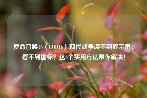 使命召唤16(COD16)现代战争读不到显示屏、看不到图标?这6个实用方法帮你解决!