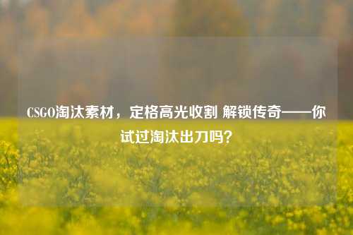 CSGO淘汰素材,定格高光收割 解锁传奇——你试过淘汰出刀吗?