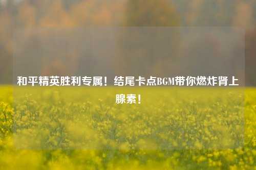 和平精英胜利专属!结尾卡点BGM带你燃炸肾上腺素!