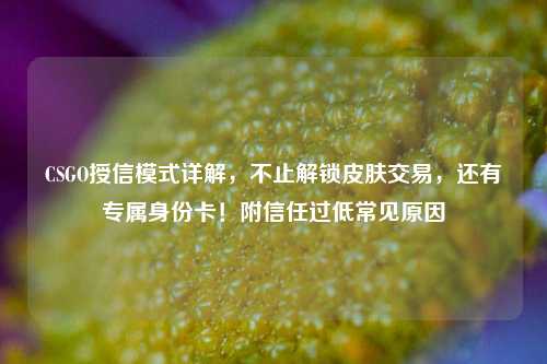 CSGO授信模式详解,不止解锁皮肤交易,还有专属身份卡!附信任过低常见原因