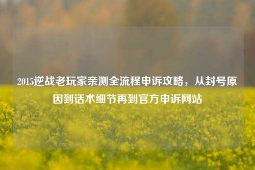 2015逆战老玩家亲测全流程申诉攻略，从封号原因到话术细节再到官方申诉网站