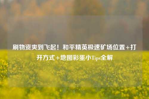 刷物资爽到飞起!和平精英极速矿场位置+打开方式+地图彩蛋小Tips全解