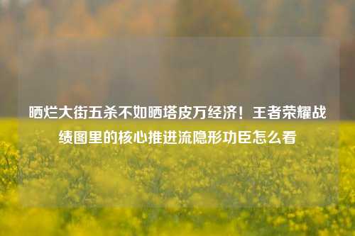 晒烂大街五杀不如晒塔皮万经济!王者荣耀战绩图里的核心推进流隐形功臣怎么看