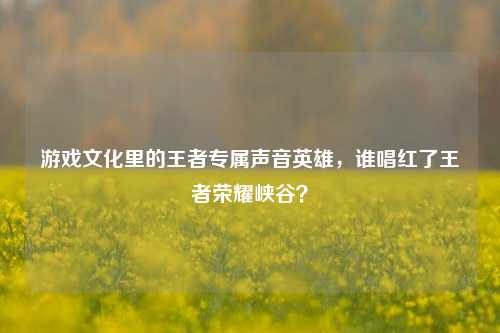 游戏文化里的王者专属声音英雄，谁唱红了王者荣耀峡谷？
