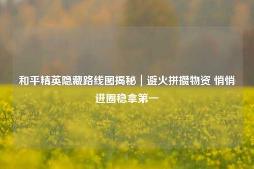 和平精英隐藏路线图揭秘|避火拼攒物资 悄悄进圈稳拿第一