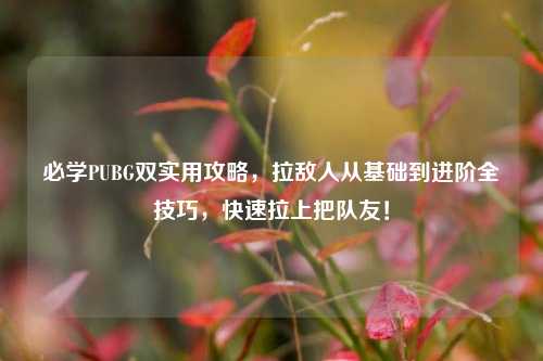 必学PUBG双实用攻略,拉敌人从基础到进阶全技巧,快速拉上把队友!