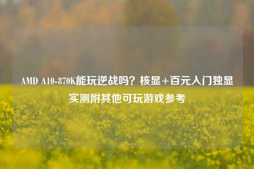 AMD A10-870K能玩逆战吗?核显+百元入门独显实测附其他可玩游戏参考